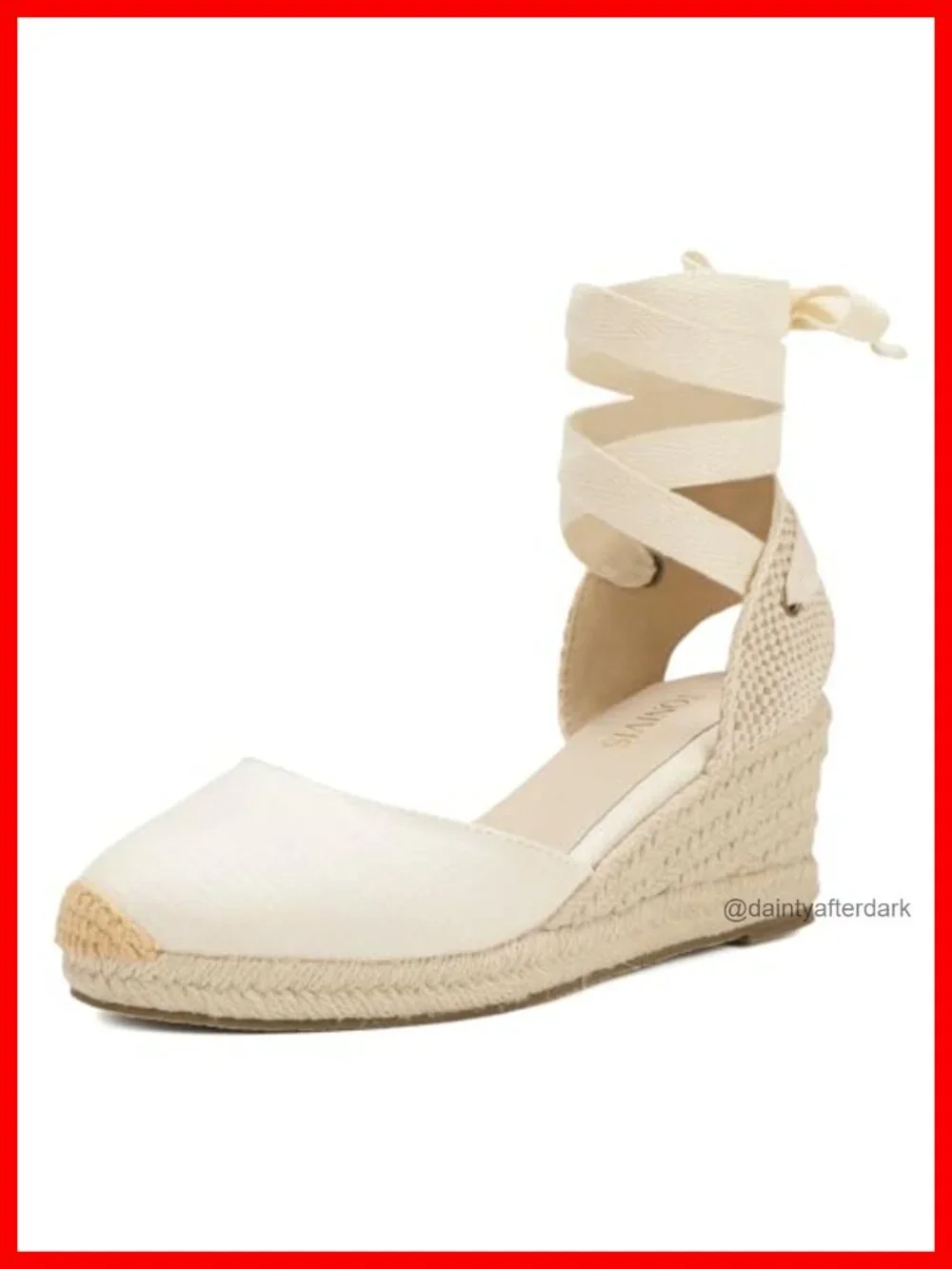 Linen Espadrille Wedge Sandals Closed Toe Lace-Up